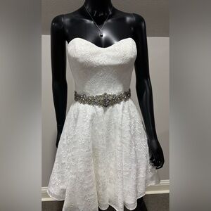 Jovani White Rhinestone Wedding Or Prom Dress Sz4